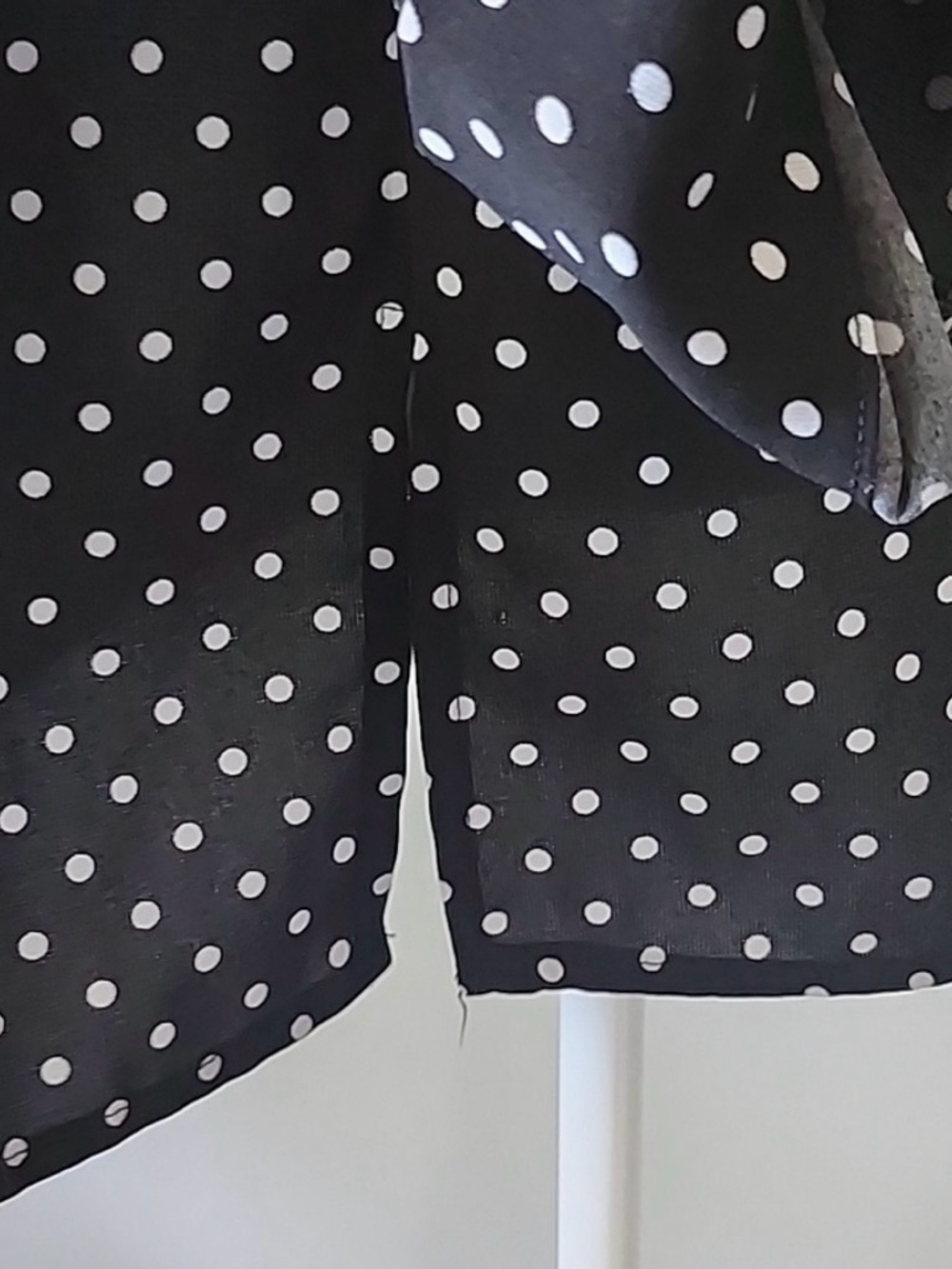 Notations Black and White Polka Dot Blouse with Straight Collar and Long Sleeves - Picture 10 of 13